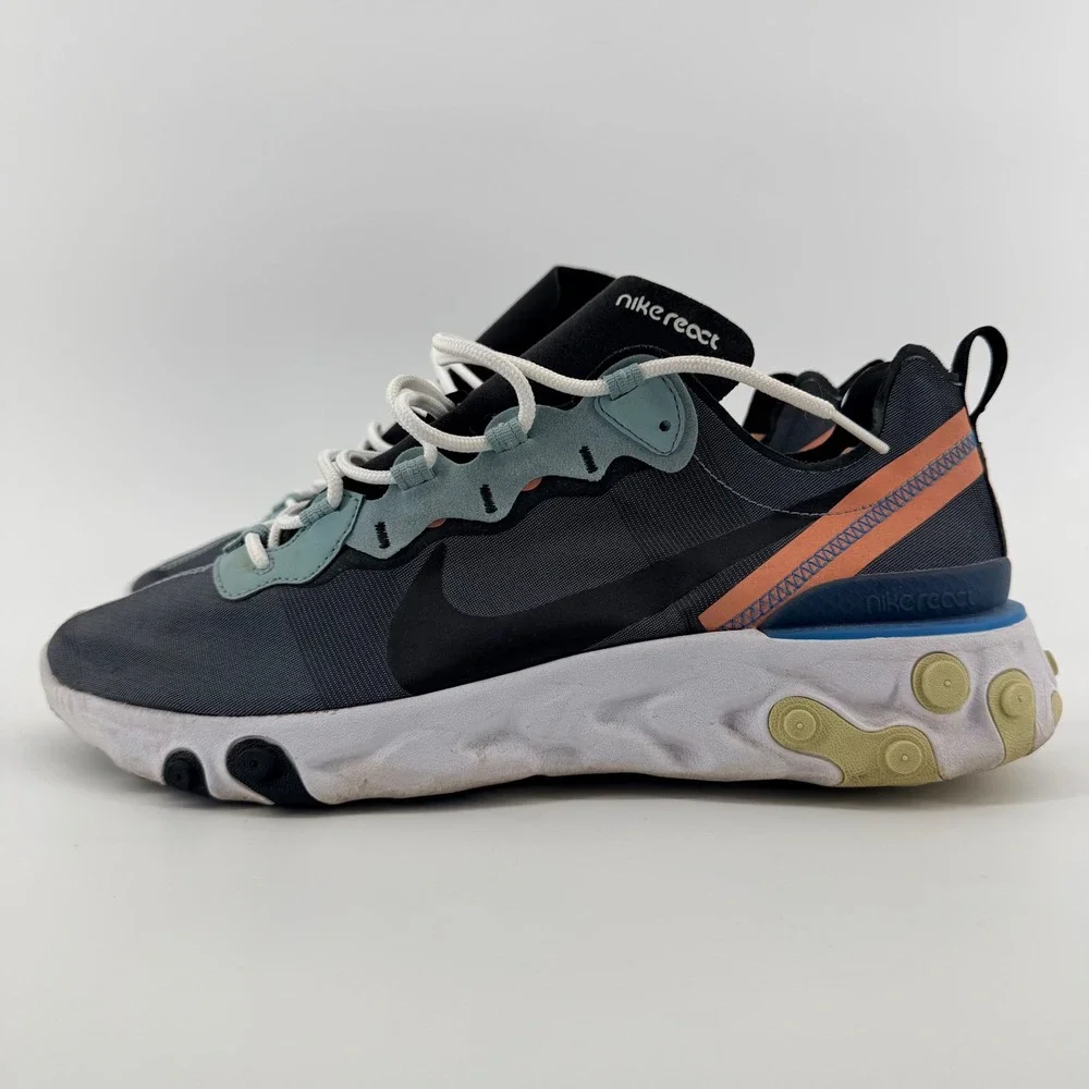 Nike React Element 55 Dark Grey Black Orange Blue Sneakers BQ6166-006 Mens 10